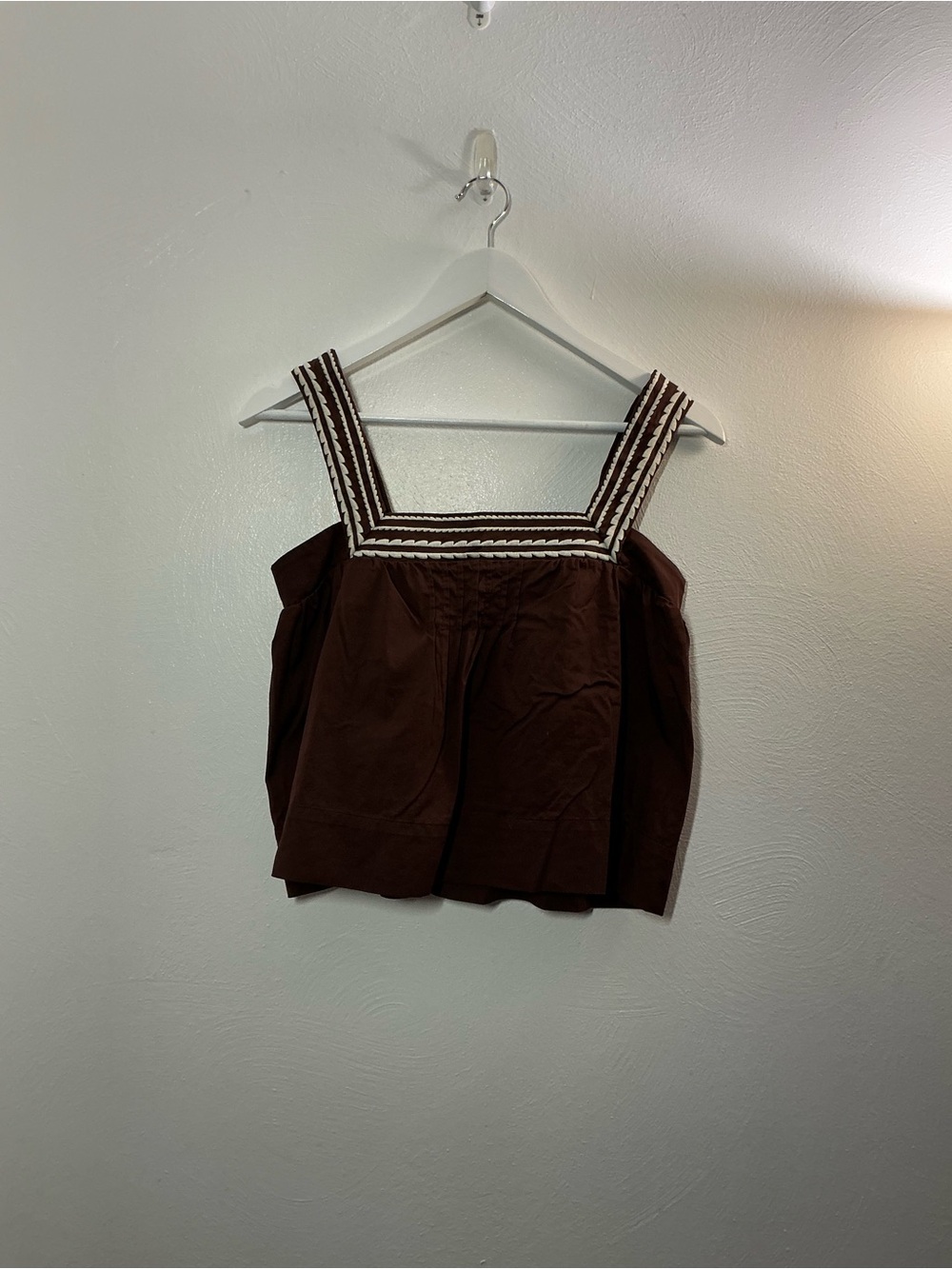 Caroline Constas Brown Cotton Embroidered Trim Tank & Short Set Size Small - Picture 3 of 11